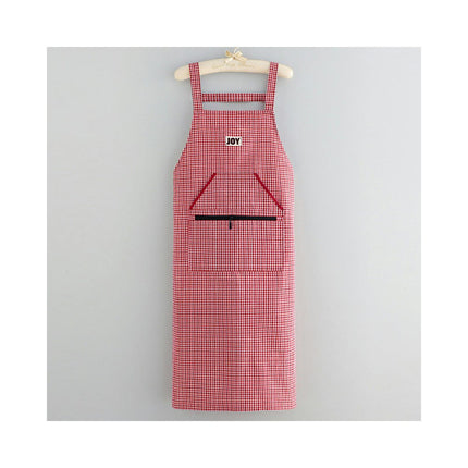 Women's Cotton Apron with Pockets - Washable Plaid Apron for Baking Cooking Gardening