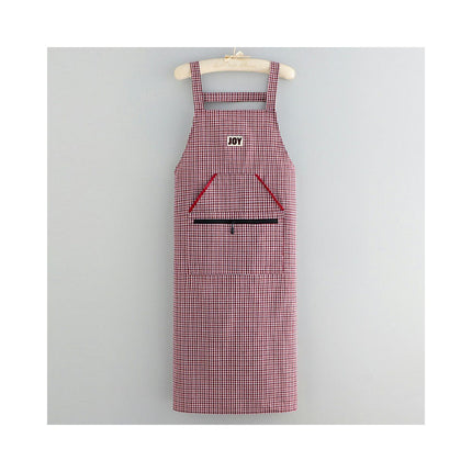 Women's Cotton Apron with Pockets - Washable Plaid Apron for Baking Cooking Gardening