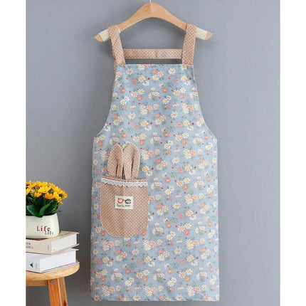 Flower Cotton Kitchen Cooking Apron, Women's Baking Apron with Pockets, Can be used as a Mother's Gift