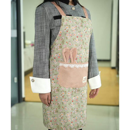 Flower Cotton Kitchen Cooking Apron, Women's Baking Apron with Pockets, Can be used as a Mother's Gift