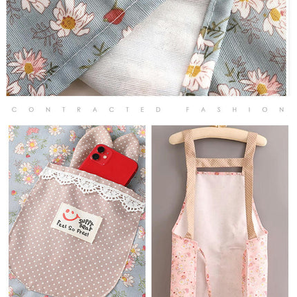 Flower Cotton Kitchen Cooking Apron, Women's Baking Apron with Pockets, Can be used as a Mother's Gift