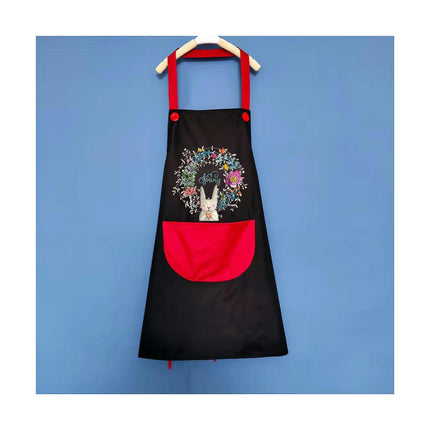 Hanging Neck Printed Bib Apron for Women Girls Milk Tea Shop Restaurant Kitchen Apron