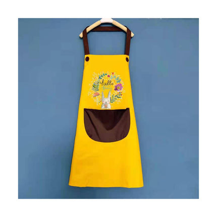 Hanging Neck Printed Bib Apron for Women Girls Milk Tea Shop Restaurant Kitchen Apron