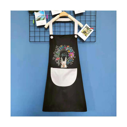 Hanging Neck Printed Bib Apron for Women Girls Milk Tea Shop Restaurant Kitchen Apron