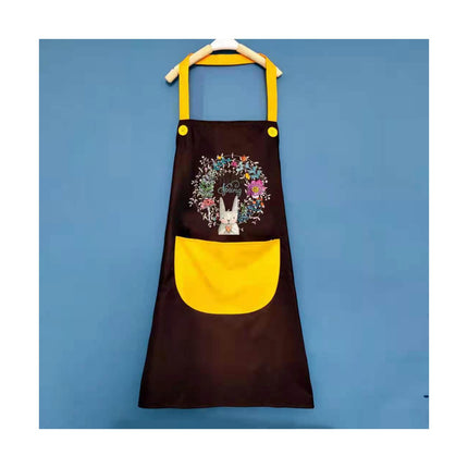 Hanging Neck Printed Bib Apron for Women Girls Milk Tea Shop Restaurant Kitchen Apron