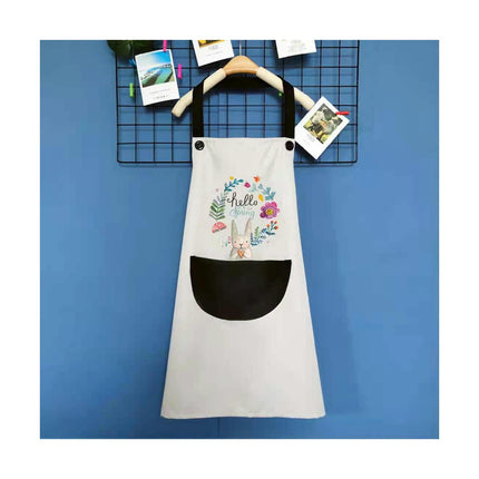 Hanging Neck Printed Bib Apron for Women Girls Milk Tea Shop Restaurant Kitchen Apron