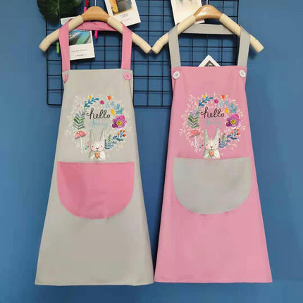 Hanging Neck Printed Bib Apron for Women Girls Milk Tea Shop Restaurant Kitchen Apron