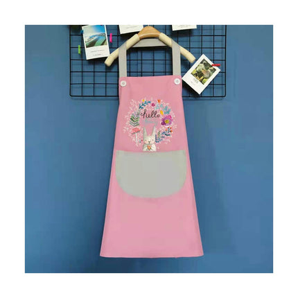 Hanging Neck Printed Bib Apron for Women Girls Milk Tea Shop Restaurant Kitchen Apron