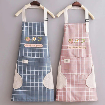 Hanging Neck Adjustable Apron with Pockets for Women Girls Kitchen Baking Cooking Apron