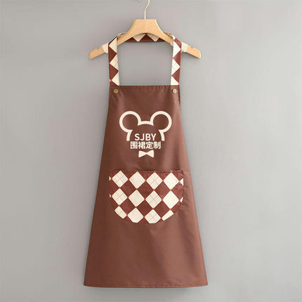 Adjustable Bib Apron Polyester Kitchen Aprons Waterdrop Resistant Aprons for Cafe Shop Baking Cooking