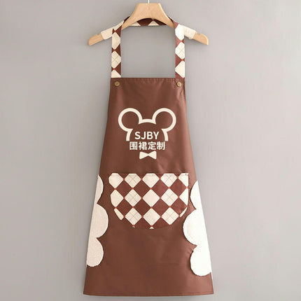 Adjustable Bib Apron Polyester Kitchen Aprons Waterdrop Resistant Aprons for Cafe Shop Baking Cooking