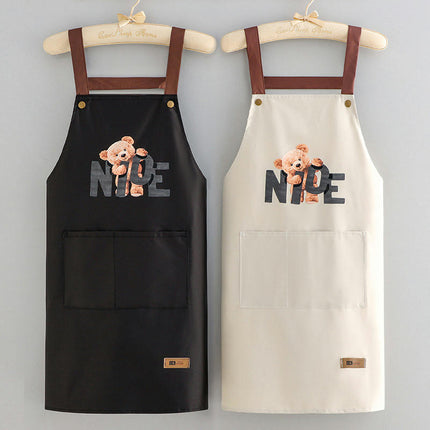 Cute Bear Aprons Waterdrop Resistant Aprons for Kitchen Cafe Shop Baking Cooking Apron