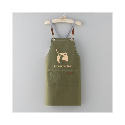 Chef Canvas Apron-Cross Back Apron for Men Women with Adjustable Straps and Large Pockets