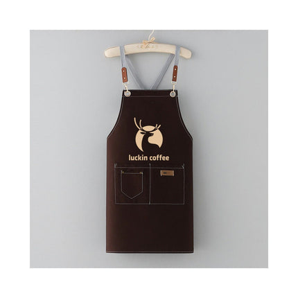 Chef Canvas Apron-Cross Back Apron for Men Women with Adjustable Straps and Large Pockets