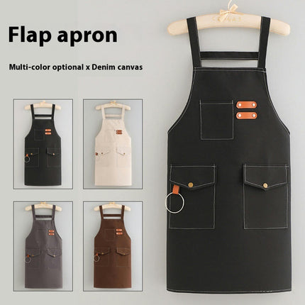 Aprons For Women Men With Pockets ,Kitchen Waterproof Hair Stylist Bbq Canvas For Adults Apron