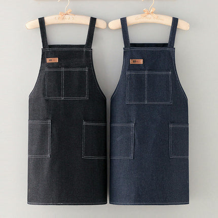 Unisex Adjustable Multi Pocket Denim Apron for Chef Kitchen BBQ and Studio