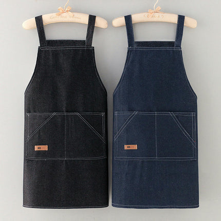 Unisex Adjustable Multi Pocket Denim Apron for Chef Kitchen BBQ and Studio