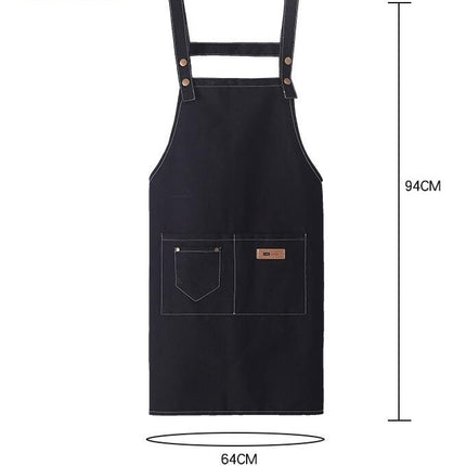 Denim Canvas Apron Waterproof Men's and Women's Home Kitchen Apron Double Shoulder Strap Apron