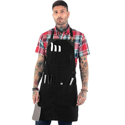 Waterproof Apron Multi-Pocket BBQ Shop Hairdresser Work Clothes Adjustable Apron