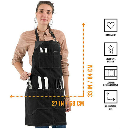 Waterproof Apron Multi-Pocket BBQ Shop Hairdresser Work Clothes Adjustable Apron