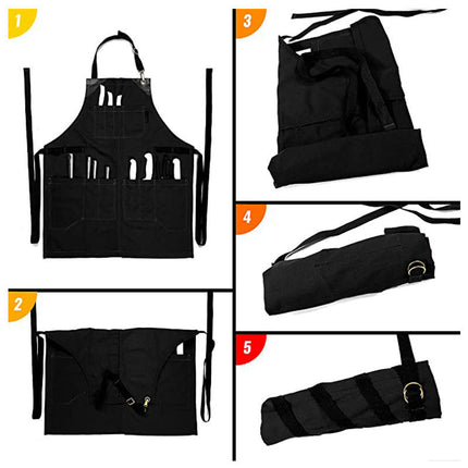 Waterproof Apron Multi-Pocket BBQ Shop Hairdresser Work Clothes Adjustable Apron