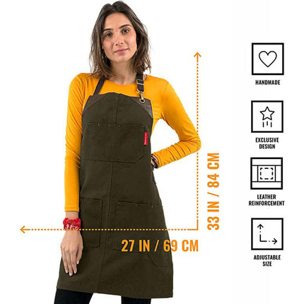 Waterproof Apron Multi-Pocket BBQ Shop Hairdresser Work Clothes Adjustable Apron