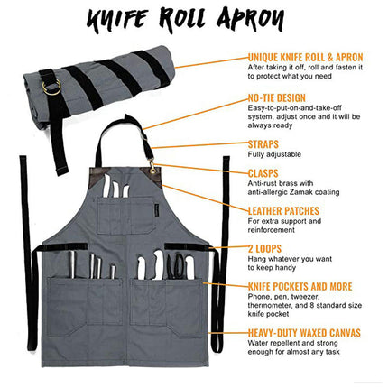 Waterproof Apron Multi-Pocket BBQ Shop Hairdresser Work Clothes Adjustable Apron