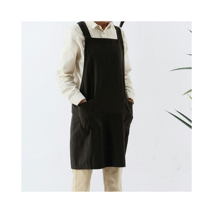 Chef Cotton Apron-Women's Cross Back Coffee Shop Apron with 2 Large Pockets