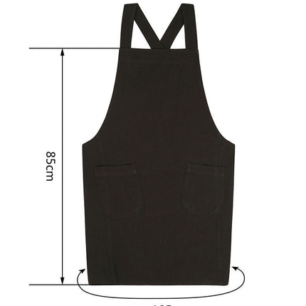 Chef Cotton Apron-Women's Cross Back Coffee Shop Apron with 2 Large Pockets