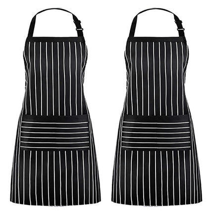 2 Pack Adjustable Bib Apron Resistant with 2 Pockets Cooking Kitchen Aprons for Women Men Chef