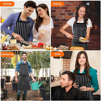 2 Pack Adjustable Bib Apron Resistant with 2 Pockets Cooking Kitchen Aprons for Women Men Chef