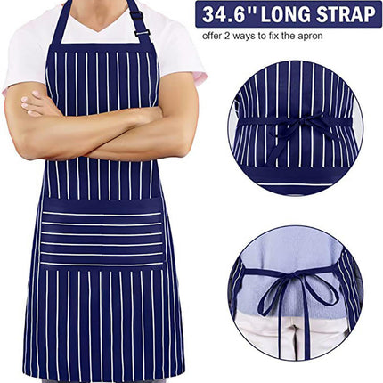 2 Pack Adjustable Bib Apron Resistant with 2 Pockets Cooking Kitchen Aprons for Women Men Chef