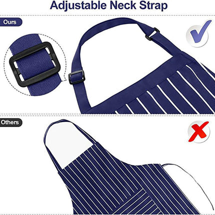 2 Pack Adjustable Bib Apron Resistant with 2 Pockets Cooking Kitchen Aprons for Women Men Chef