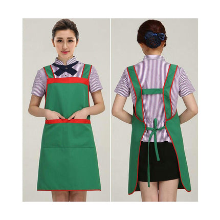 Polyester Cotton Apron H Shoulder Simple Large Pocket Caterer Work Clothes Kitchen Apron