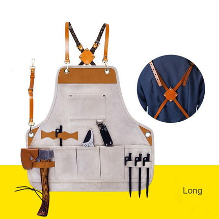 Unisex Work Tool Apron Torso Length with Extra Multiple Tool Pockets, Durable Canvas Apron