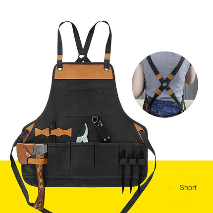 Unisex Work Tool Apron Torso Length with Extra Multiple Tool Pockets, Durable Canvas Apron