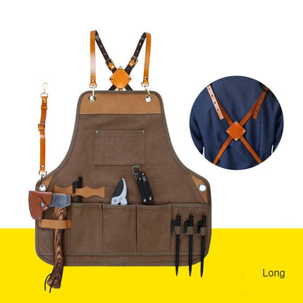 Unisex Work Tool Apron Torso Length with Extra Multiple Tool Pockets, Durable Canvas Apron