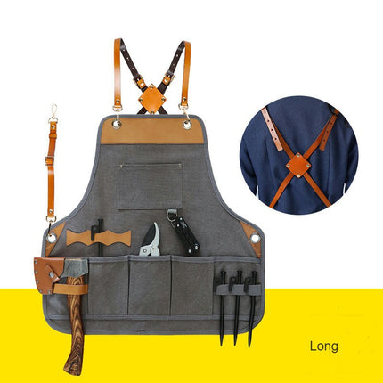 Unisex Work Tool Apron Torso Length with Extra Multiple Tool Pockets, Durable Canvas Apron