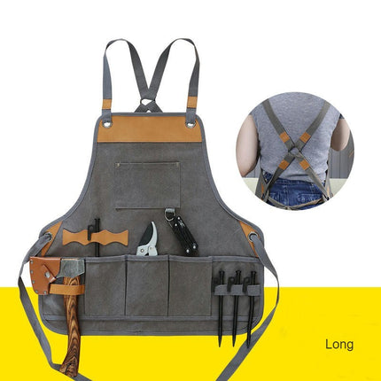 Unisex Work Tool Apron Torso Length with Extra Multiple Tool Pockets, Durable Canvas Apron