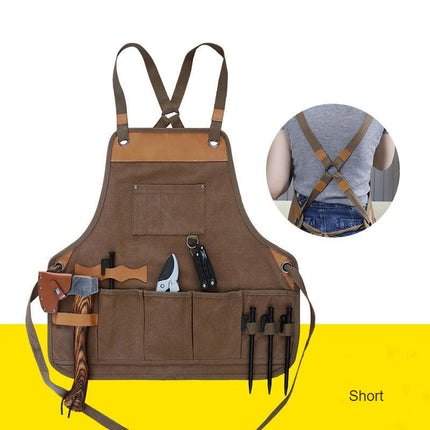 Unisex Work Tool Apron Torso Length with Extra Multiple Tool Pockets, Durable Canvas Apron