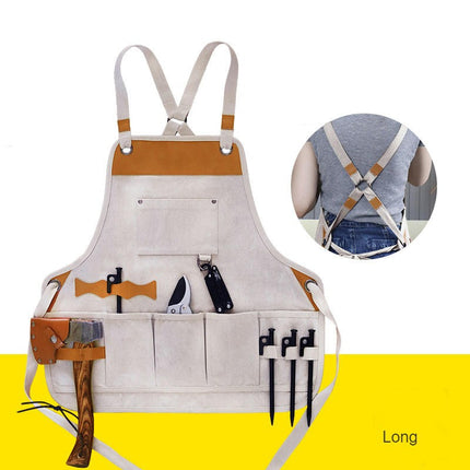 Unisex Work Tool Apron Torso Length with Extra Multiple Tool Pockets, Durable Canvas Apron