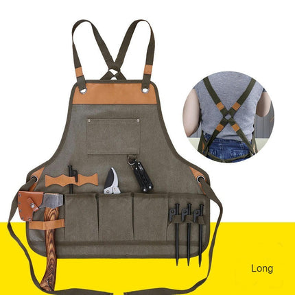 Unisex Work Tool Apron Torso Length with Extra Multiple Tool Pockets, Durable Canvas Apron