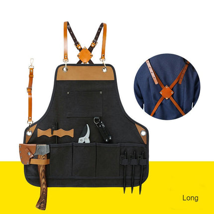 Unisex Work Tool Apron Torso Length with Extra Multiple Tool Pockets, Durable Canvas Apron