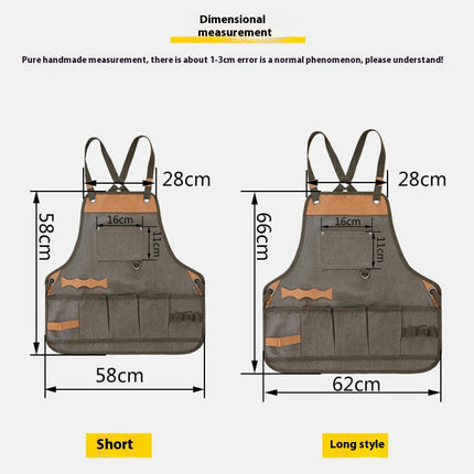 Unisex Work Tool Apron Torso Length with Extra Multiple Tool Pockets, Durable Canvas Apron