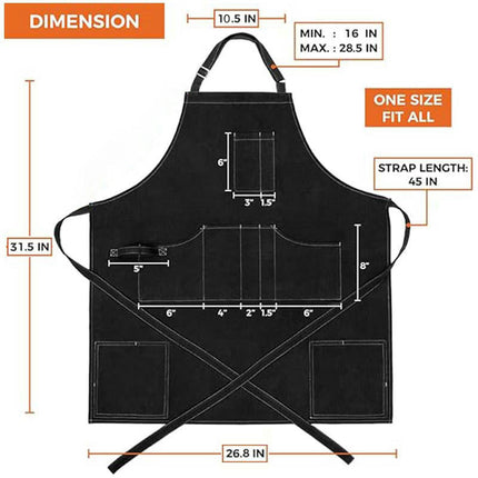 Cooking Chef Apron with Pockets BBQ Kitchen Work Aprons Adjustable Hanging Neck Apron for Men and Women