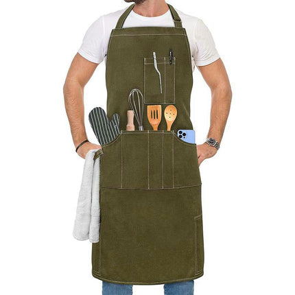 Cooking Chef Apron with Pockets BBQ Kitchen Work Aprons Adjustable Hanging Neck Apron for Men and Women