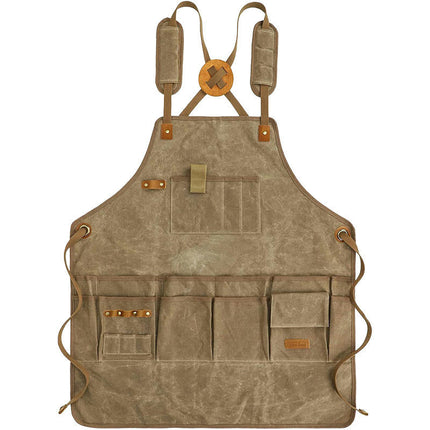 Canvas Apron Wear-Resistant Double Shoulder Woodworking Work Clothes Multi-Pocket Tool Apron