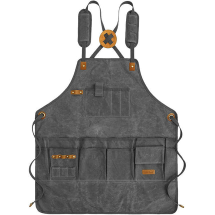 Canvas Apron Wear-Resistant Double Shoulder Woodworking Work Clothes Multi-Pocket Tool Apron