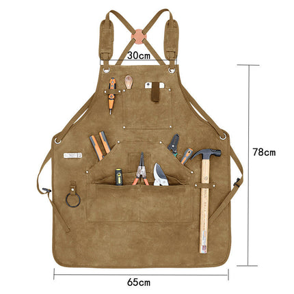 Apron-Woodworking Electrician Gardening Work Clothes Apron with Multiple Pockets