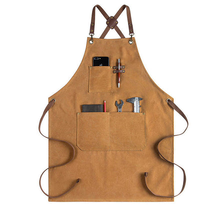 Thick Canvas Apron with Pockets for Women Chef Kitchen Cooking Gardening Painting